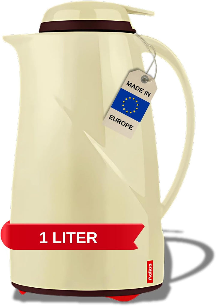 Helios 2934-092 Wave Push Kunststoff-Isolierkanne, 1 Liter, vanille, Vanille