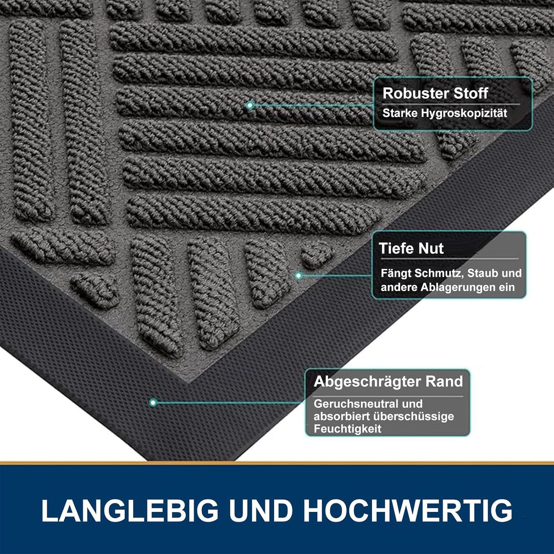 Fussmatte Aussen 60 x 90 cm, Silikon Schmutzfangmatte für Aussen &amp; Innen - rutschfest, Staubdicht un