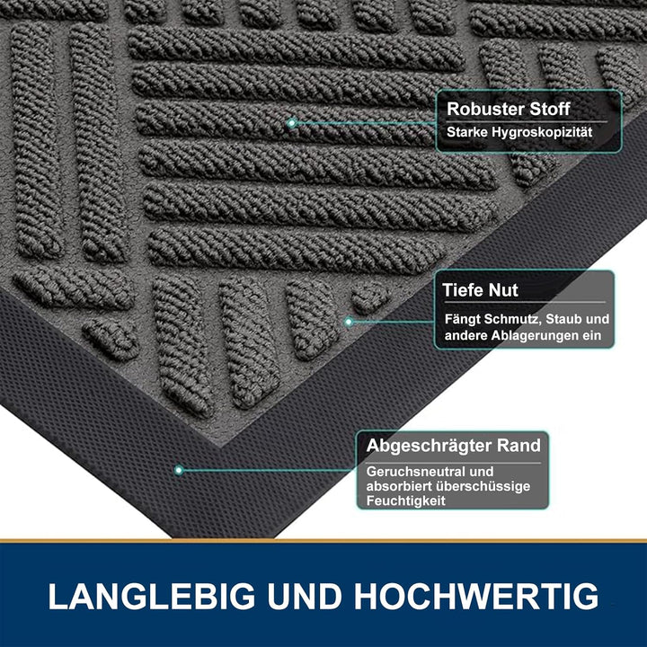 Fussmatte Aussen 60 x 90 cm, Silikon Schmutzfangmatte für Aussen &amp; Innen - rutschfest, Staubdicht un