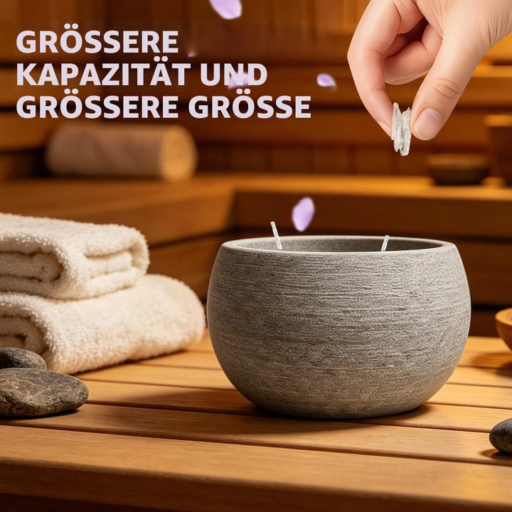 RANJIMA Sauna Verdampferschale aus Granit 10,5 x 6 cm Aromaschale für Aufgüsse auf Saunasteine mit M