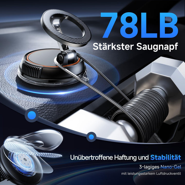 Handyhalterung Auto Magnetische, 360° Drehbare Vakuum Magnetischer Handyhalterung, KFZ Autohalterung