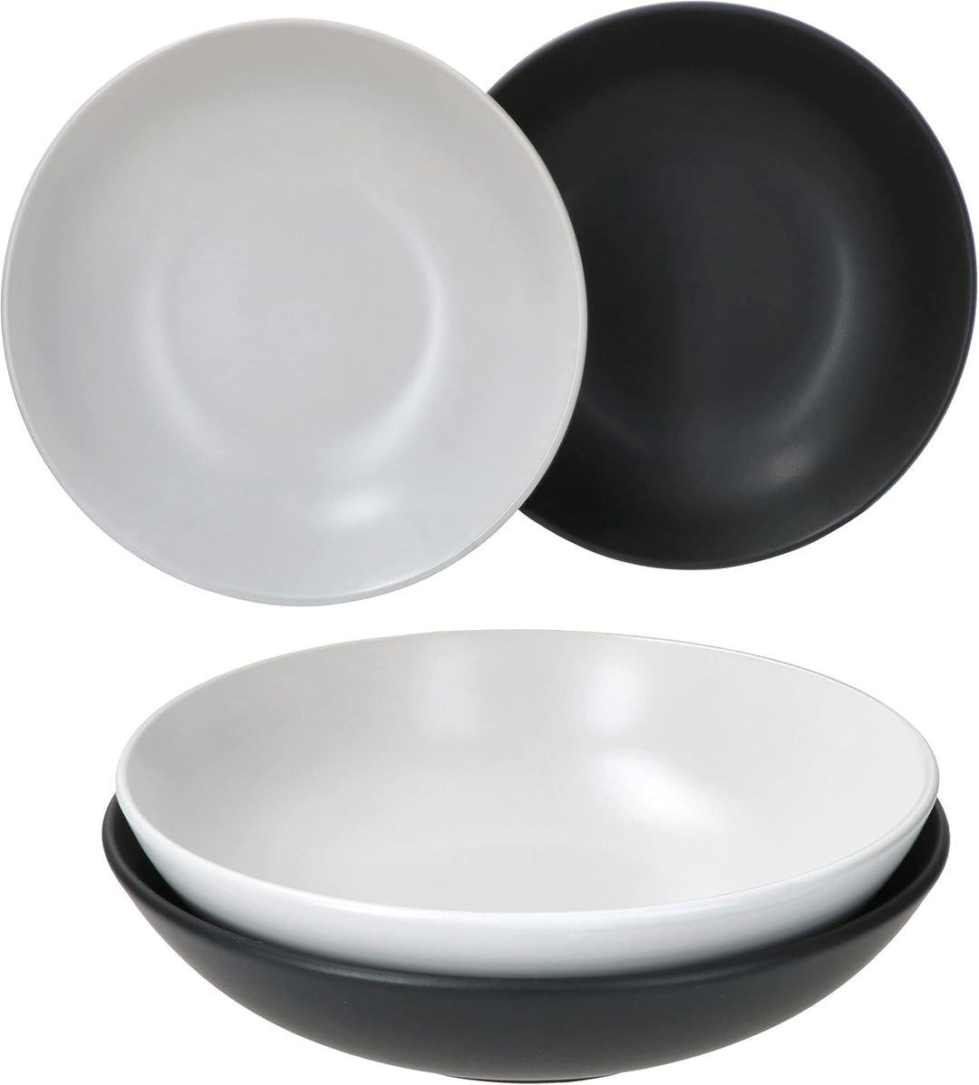 MamboCat Nero Bianco 4er Set Suppenteller tief I 550ml I Ø 20,5 cm I 4 Personen I weisses & schwarze