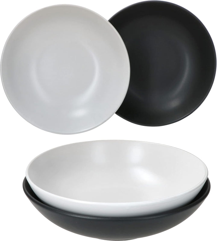 MamboCat Nero Bianco 4er Set Suppenteller tief I 550ml I Ø 20,5 cm I 4 Personen I weisses & schwarze