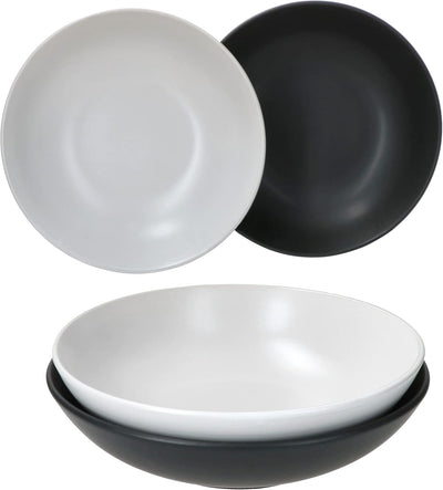 MamboCat Nero Bianco 4er Set Suppenteller tief I 550ml I Ø 20,5 cm I 4 Personen I weisses & schwarze