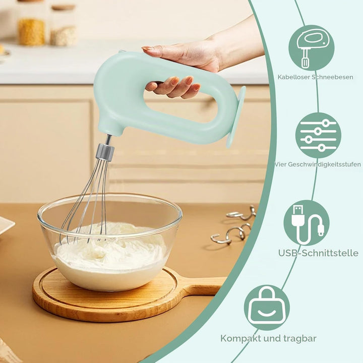 Handmixer, Kabelloser Elektrischer Mini-Eierschläger Handrührgerät Mit 4 Geschwindigkeitsstufen USB
