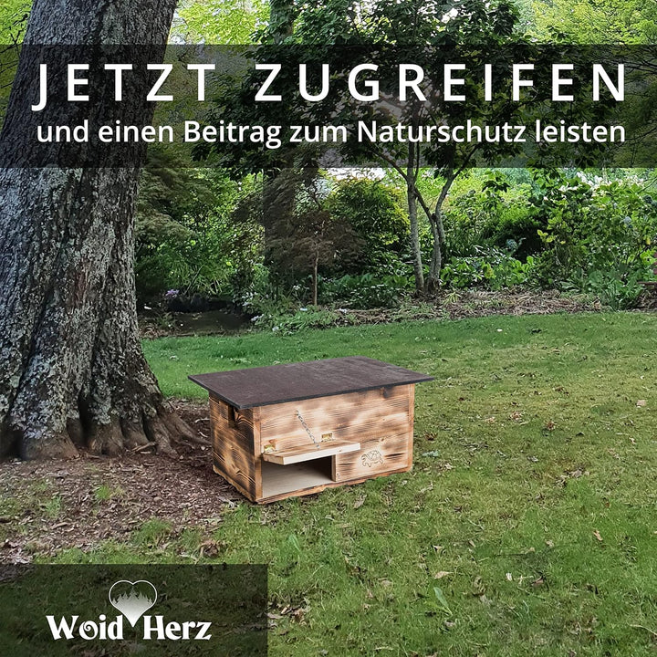 Premium Schildkrötenhaus (SH1) Gebrannt aus 20mm starken Vollholz - Wetterfest mit Boden und Tür inc