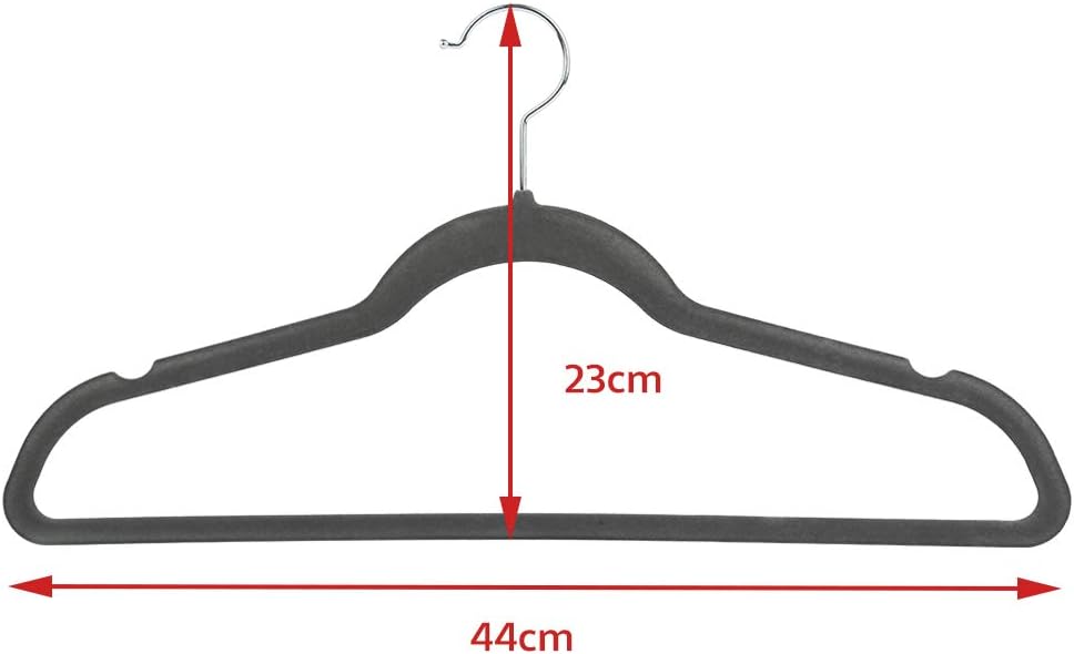 homewell 50 x Premium rutschfeste Kleiderbügel aus Samt mit Drehbaren Verzinkter Haken, Länge 44 cm,