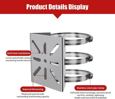 Universal Masthalterung für Überwachungskamera, Vertikale Montage Stangenhalterung mit 3 Verstellbar