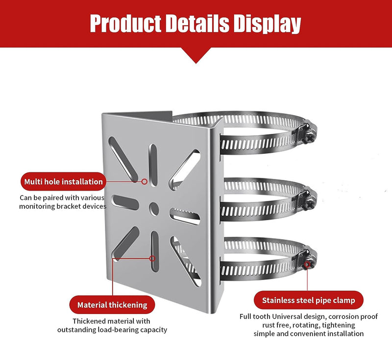 Universal Masthalterung für Überwachungskamera, Vertikale Montage Stangenhalterung mit 3 Verstellbar