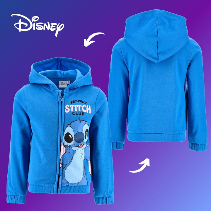 Disney Stitch Mädchen Kapuzenpullover, Pullover mit Reissverschluss, Geschenk für Mädchen, Grössen 3