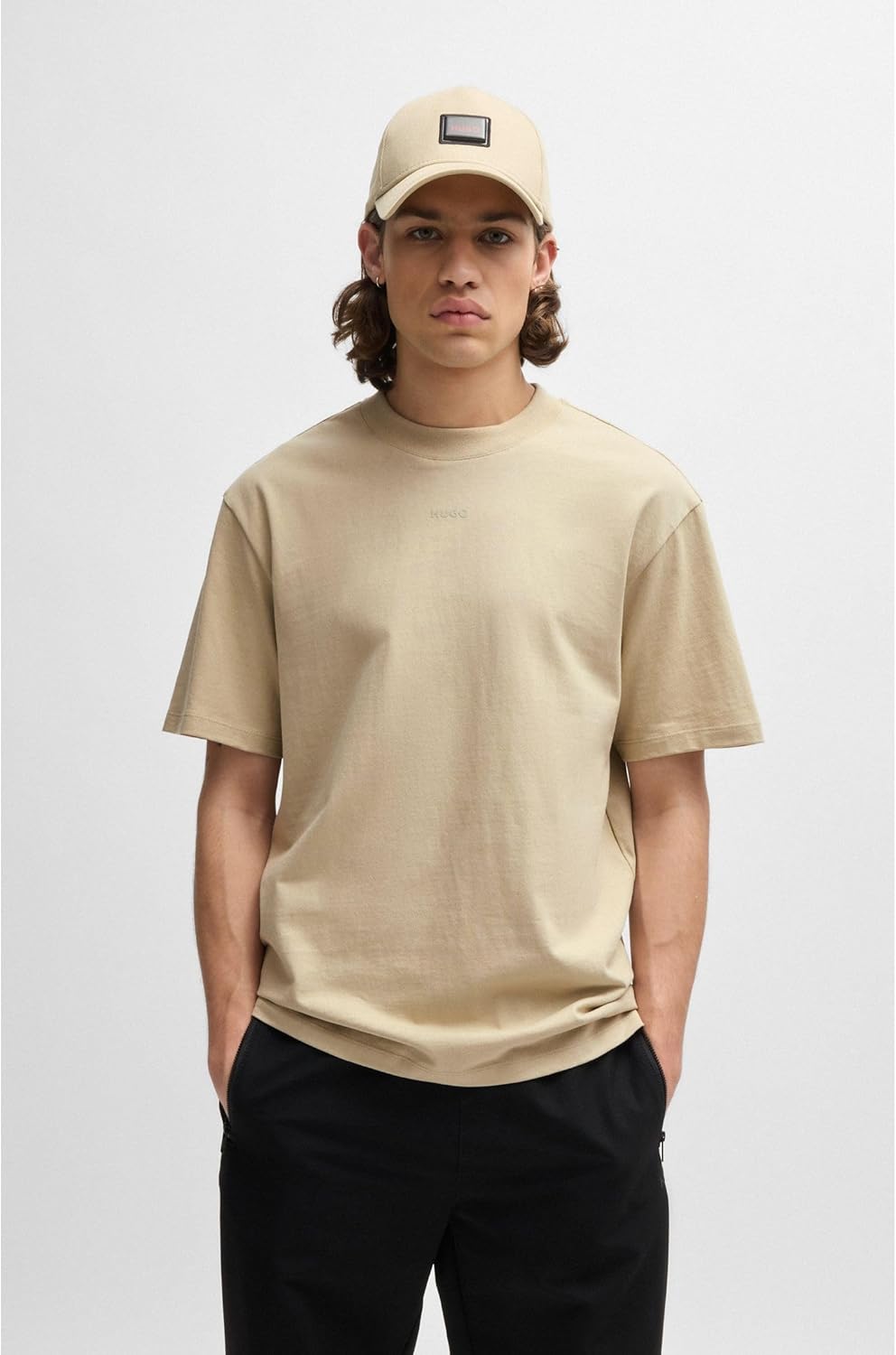 HUGO Herren Dapolino Relaxed-Fit T-Shirt aus Baumwolle mit Logo-Print XXL Beige281, XXL Beige281