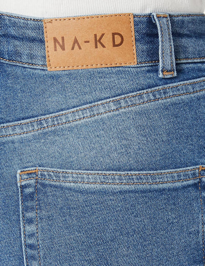 NA-KD Damen Comfort Mom Jeans 36 Mittelblau, 36 Mittelblau
