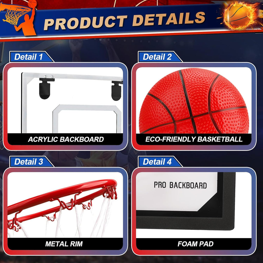 LNCOJOLM Indoor Mini Basketballkorb Basketball Hoop, kleine Bälle über Tür Small Board Hoop Spiel Se
