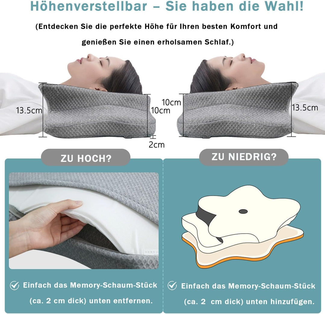 Memory Foam Kissen, Gebärmutterhalskissen für Nacken und Schultern Schmerzlinderung, Ergonomische Ko