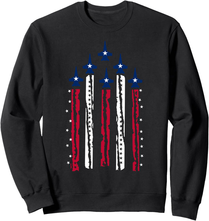 American Flag Patriotic Fighter Jet Airplane Plane US Sweatshirt