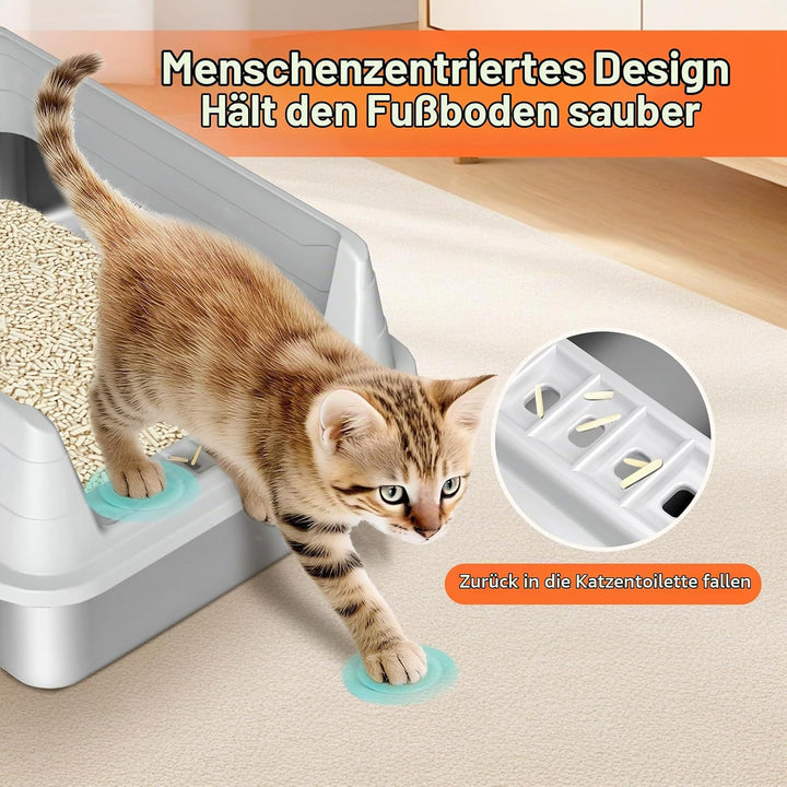 Edelstahl-Katzentoilette für kleine Katzen, geruchsfreie Metall-Katzentoilette mit hohem Seitendecke
