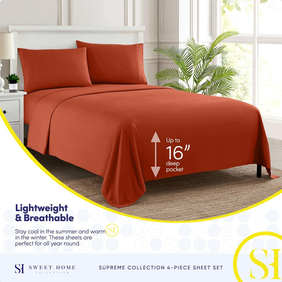 Queen-Size-Bettlaken, atmungsaktiv, luxuriös, mit elastischen Eckbändern, integrierten Eckgurten, ex