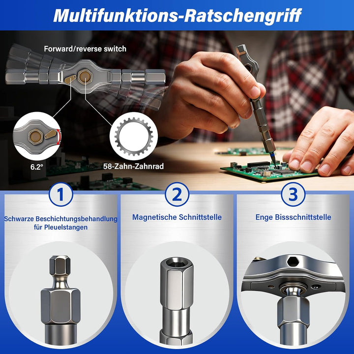42-in-1 Magnetisches Schraubendreher-Set, Multi-Bit-Magnetschraubendreher-Set mit Abnehmbarem Ratsch
