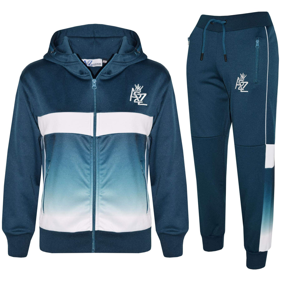 A2Z 4 Kids Kinder Jungen Mädchen Trainingsanzug 3D Digital Zwei Tone Gradient - T.S 307 Teal 9-10
