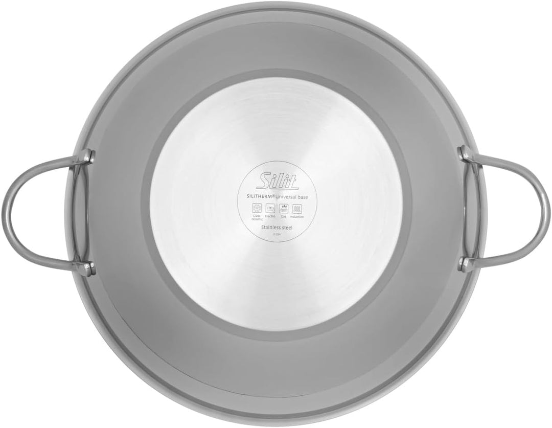Silit Hongkong Wokpfanne Induktion 36 cm, mit Glasdeckel, Wok Edelstahl beschichtet, Keramikbeschich