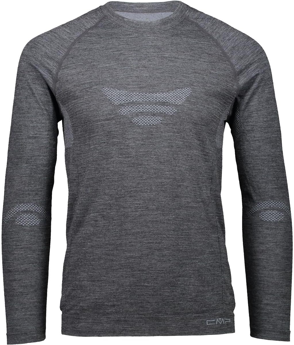 CMP Herren Nahtloses Herren-t-Shirt T-Shirts, Schwarze Mel.