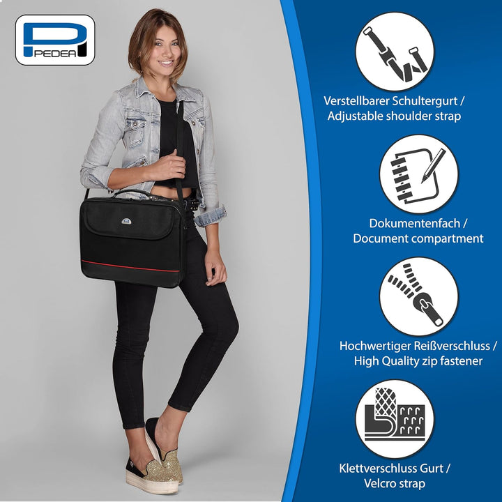 PEDEA Laptoptasche "Trendline" Umhängetasche Messenger Bag für 17,3 Zoll (43,9 cm) inkl. schnurloser