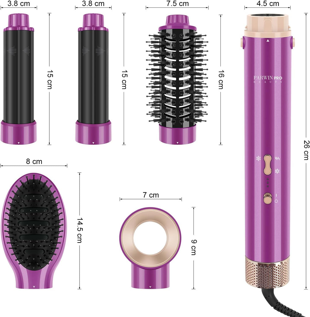 5 IN 1 MaxAIR Styler, PARWIN PRO BEAUTY Haartrockner Warmluftbürste Set, Rundbürstenföhn, Lockenstab