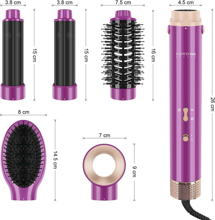 5 IN 1 MaxAIR Styler, PARWIN PRO BEAUTY Haartrockner Warmluftbürste Set, Rundbürstenföhn, Lockenstab