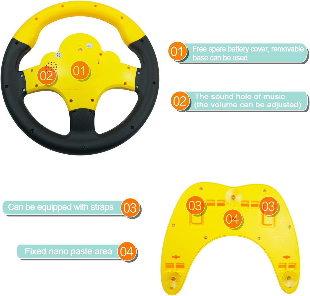RedCrab Kinder Lenkrad Spielzeug, 360° Rotation Simulierter Tragbarer Controller mit Klang und Musik