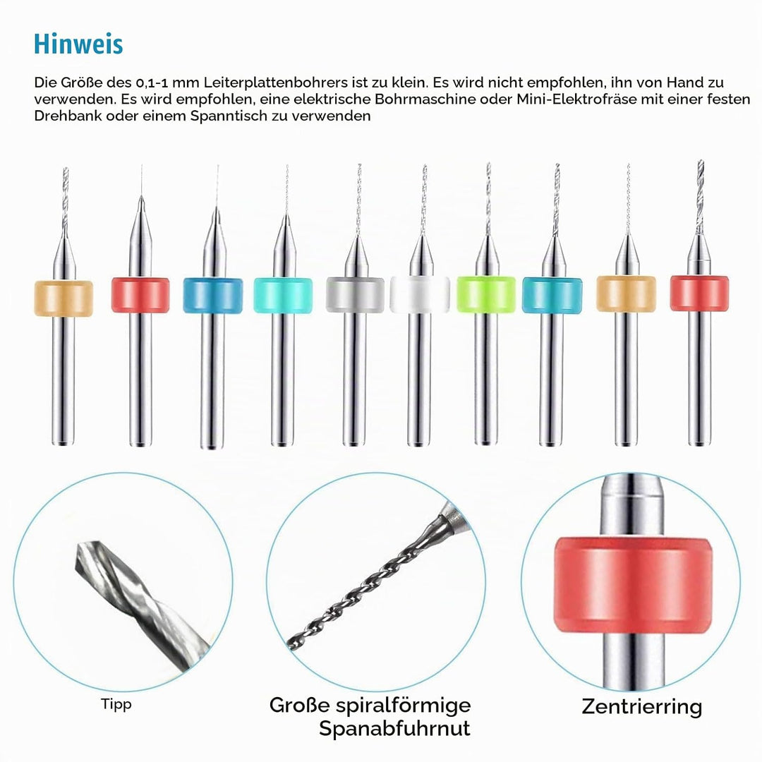 60 Stück Handbohrer Set, Mini Bohrmaschine Pin Vise mit 48 Handbohr Spiralbohrer (0.5-3mm), 10 PCB B