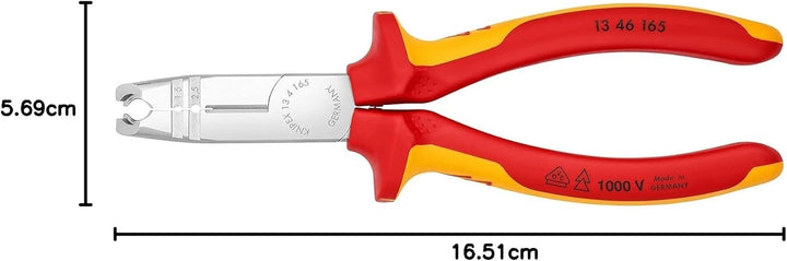 Knipex Abmantelungszange verchromt, isoliert mit Mehrkomponenten-Hüllen, VDE-geprüft 165 mm 13 46 16