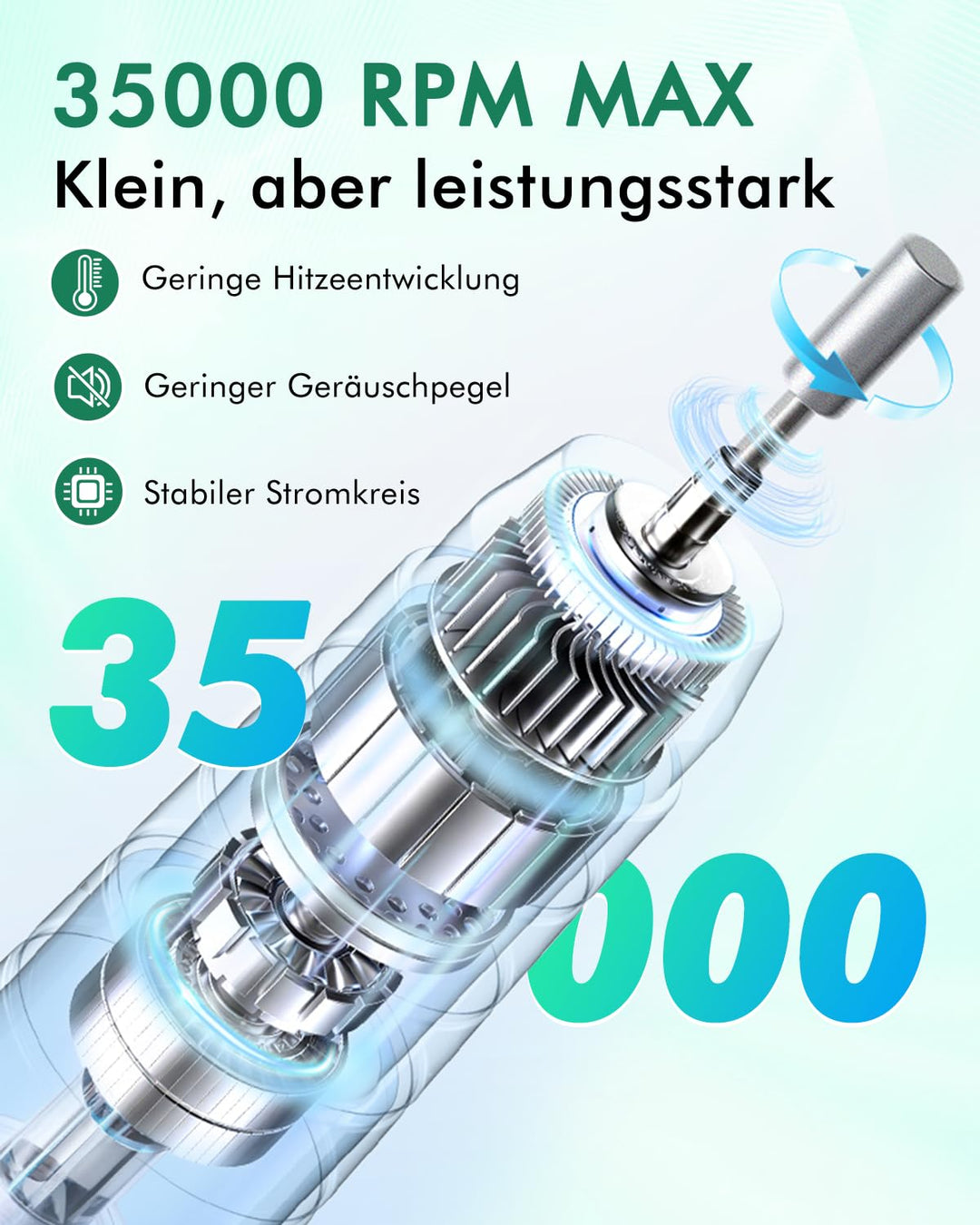 CozyZen Elektrische Nagelfräsmaschine 35.000 U/min Profi-Set | Mit LCD-Display, Hand- & Fusspedal, l