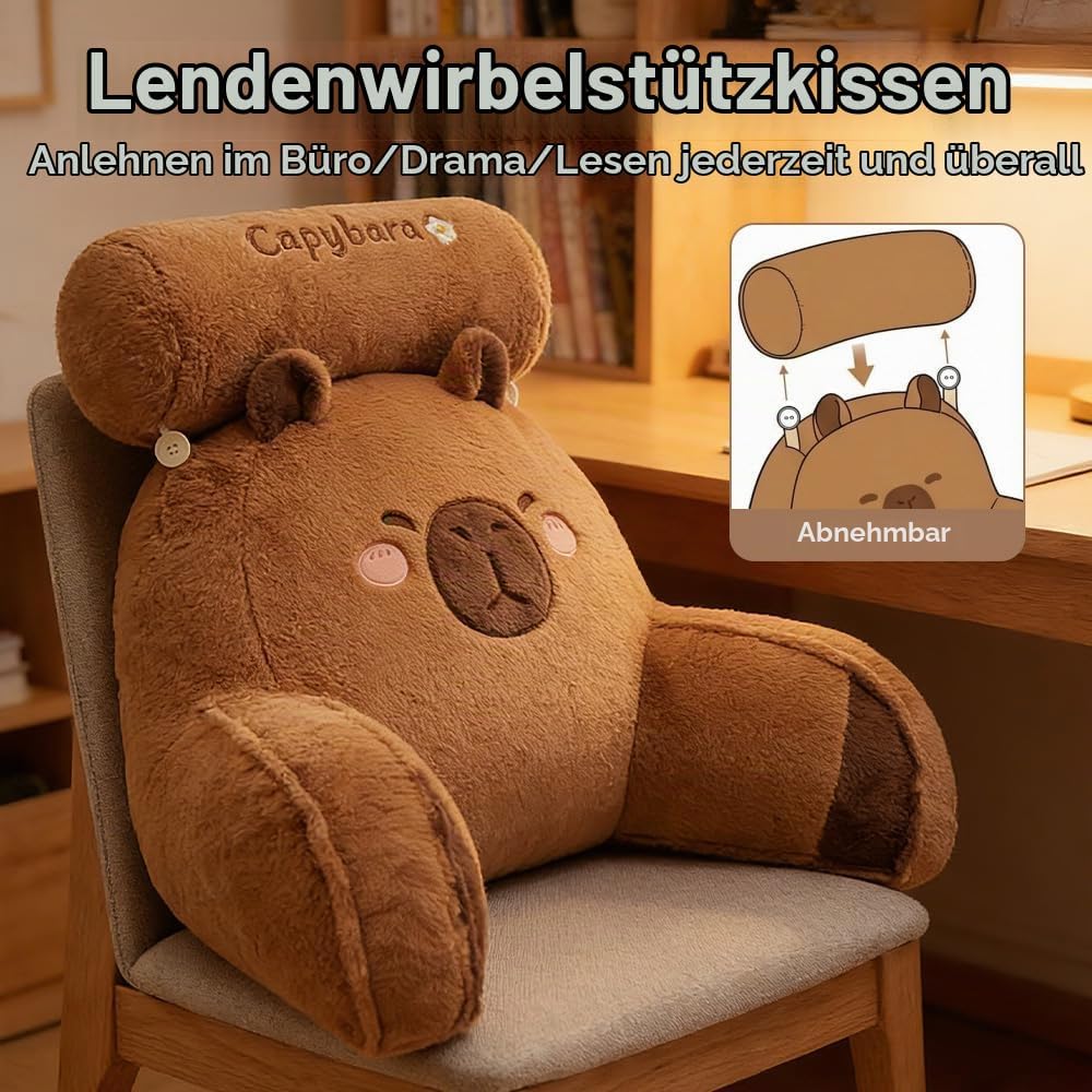 Capybara Lesekissen mit Nacken- und Armstütze, 60x40 cm Capybara Design Ergonomische Rückenstützkiss