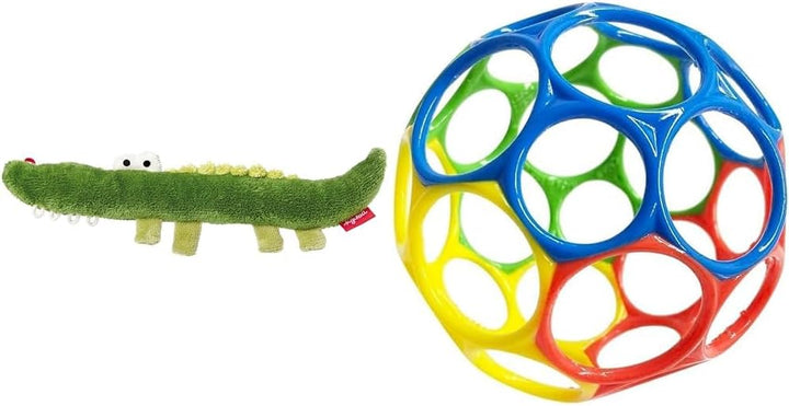SIGIKID 41178 Rassel Krokodil Red Stars Mädchen und Jungen Babyspielzeug empfohlen ab Geburt grün &