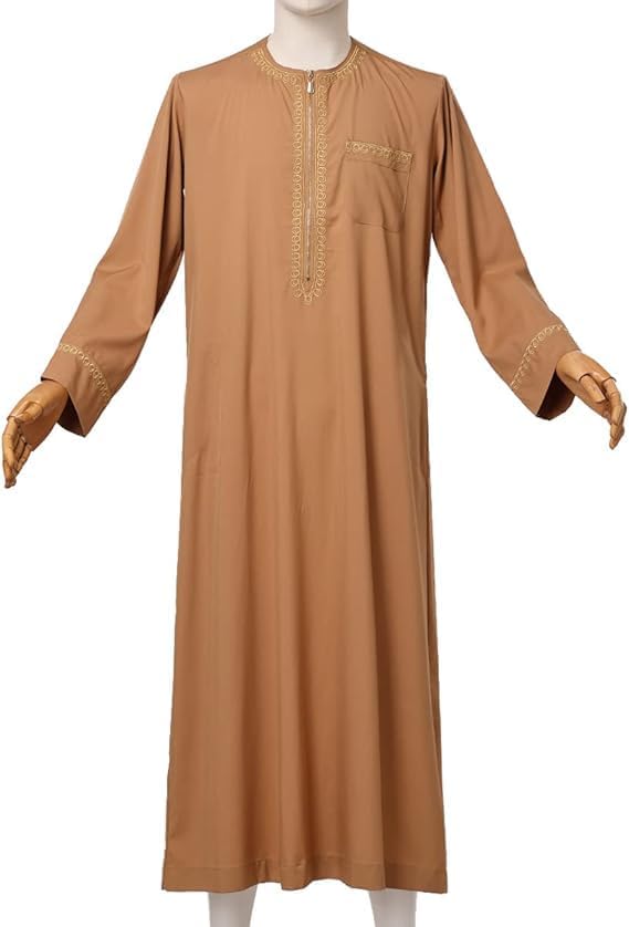 CAMDOM Naher Osten Arabische Herren Roben Muslimische Kaftan Kleidung V-Ausschnitt Thobe Arabisch Mu
