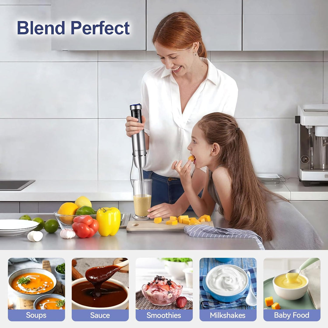 1500W Stabmixer, 2-in-1 Pürierstab, 25 Geschwindigkeitsstufen & TURBO-Stabmixer Set, 4 Scharfe Kling