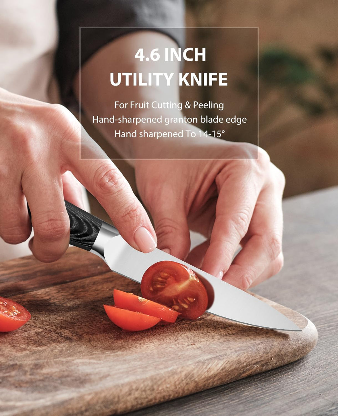 MOSFiATA Küchenmesser Set 3pcs-13 cm Allzweckmesser,13 cm Santoku Messer, 9 cm Schälmesser, Kochmess