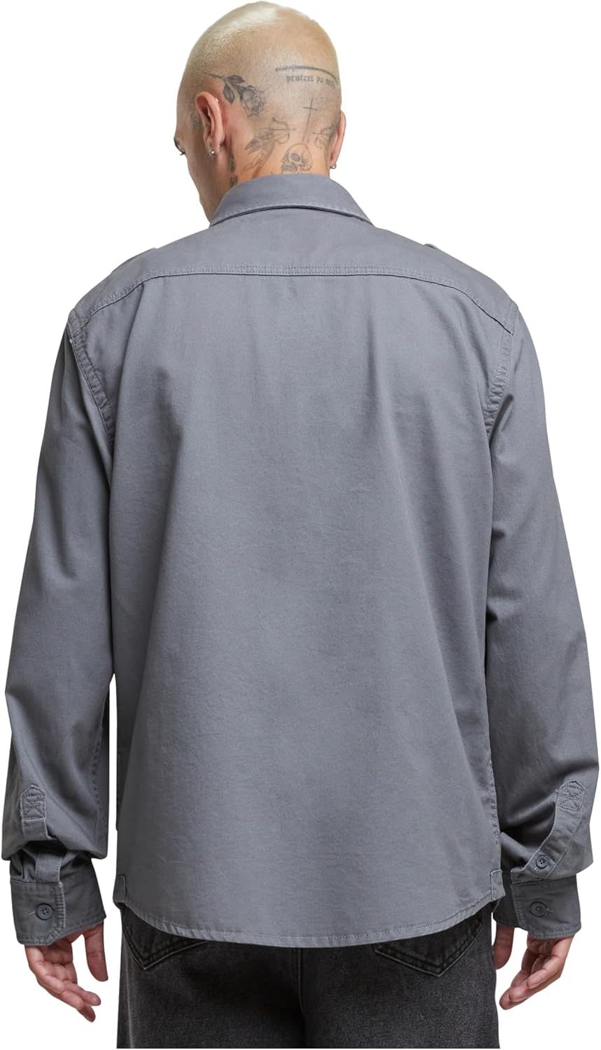 Brandit Herren Vintage Shirt Long Sleeve Hemd M Charcoal Grey, M Charcoal Grey