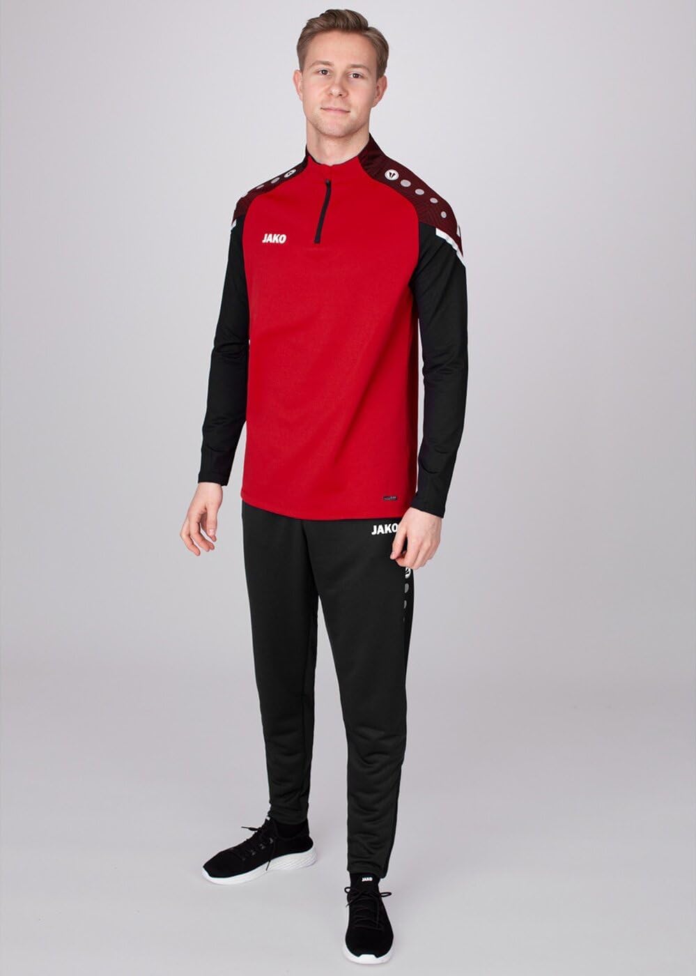 JAKO Herren Ziptop Performance S Rot/Schwarz, S Rot/Schwarz