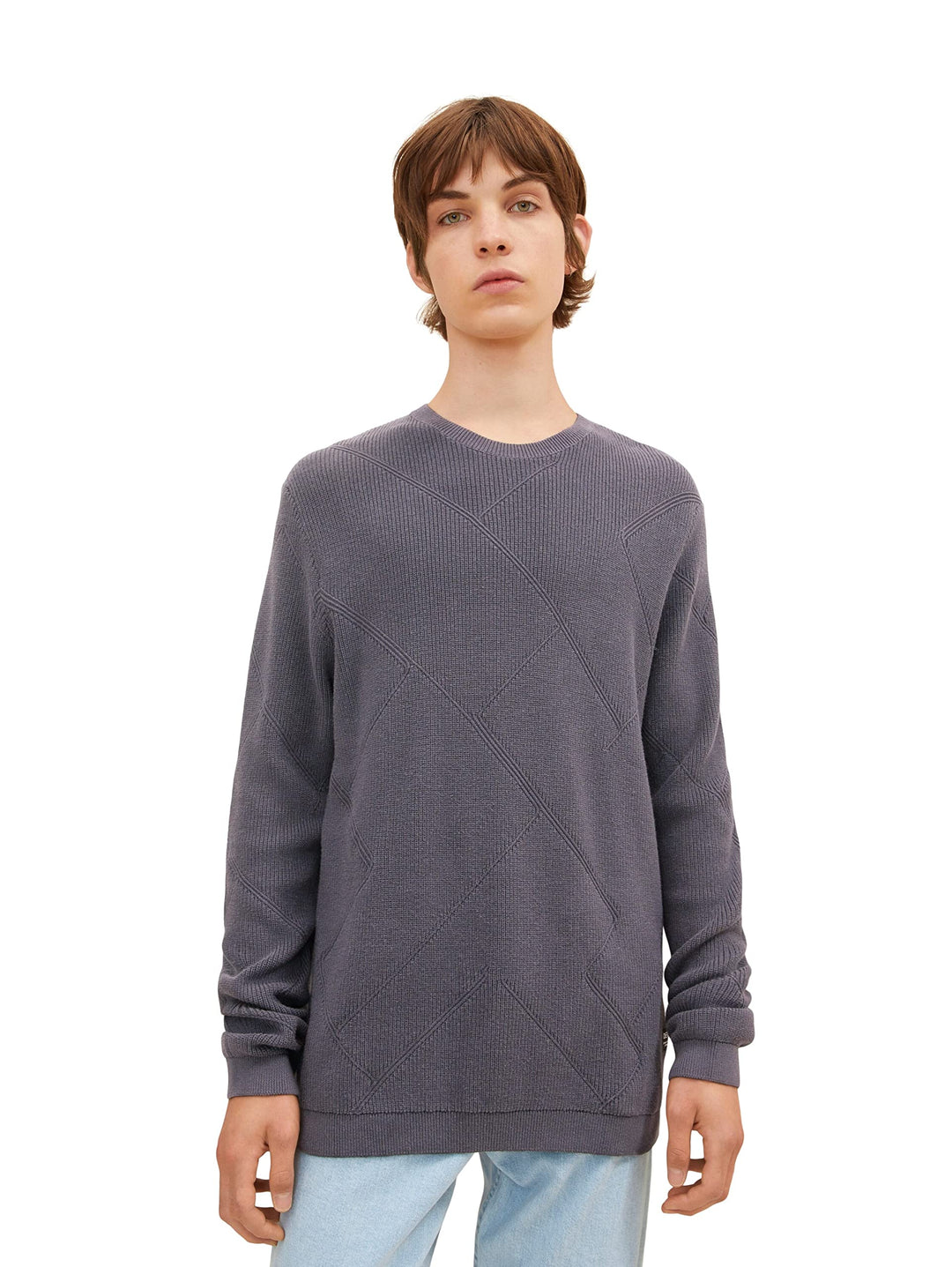TOM TAILOR Denim Herren Strickpullover mit Struktur L 29476 - Coal Grey, L 29476 - Coal Grey