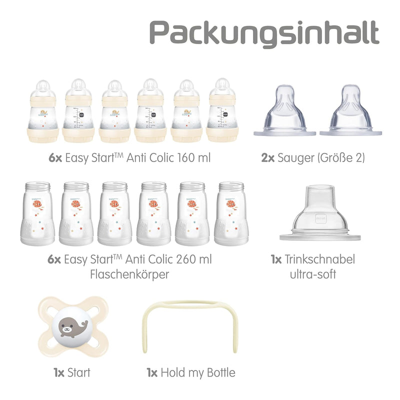 MAM Easy Start Anti-Colic Babyflaschen Set XXL, mitwachsende Baby Erstausstattung mit Schnuller, Fla