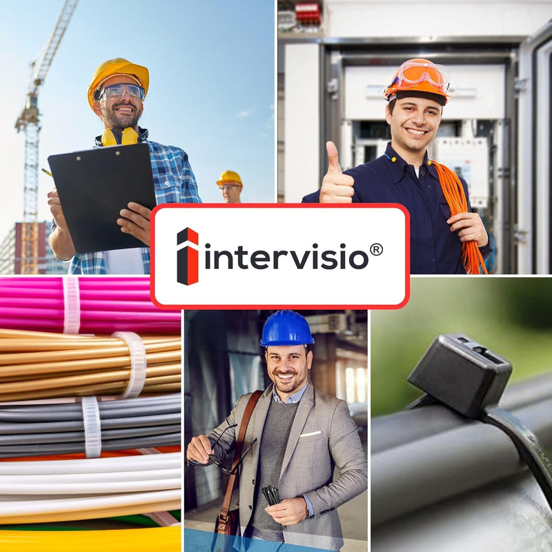 intervisio Kabelbinder extra Lang 750mm x 7,6mm, Profi hochwertige Industrie-Qualität, weiss - natur