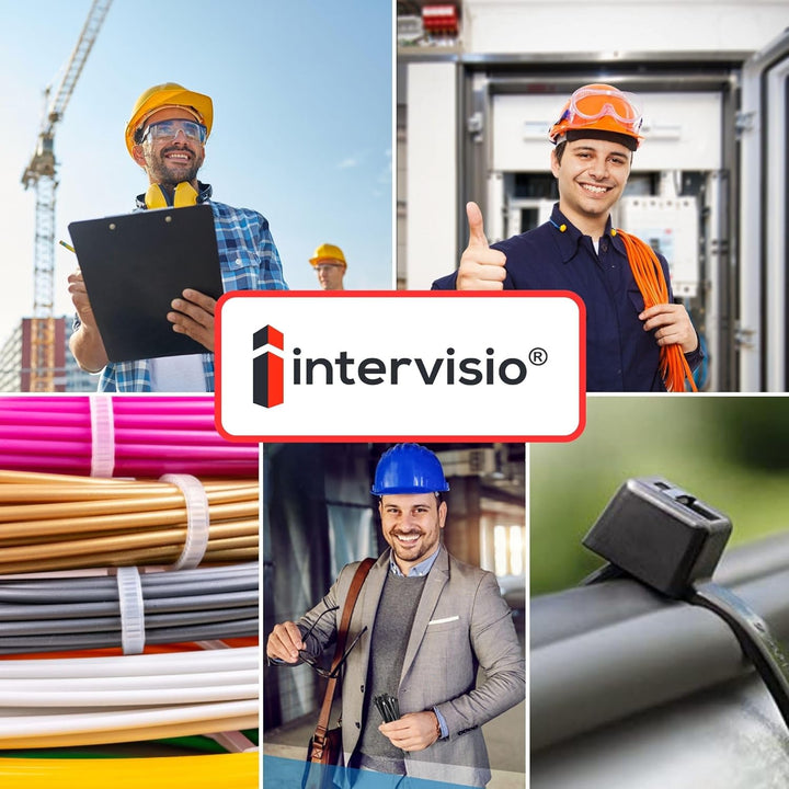 intervisio Kabelbinder Wiederverschliessbar, 540mm x 7,6mm, braun, Extra Lang, 100 Stück, Wiederlösb