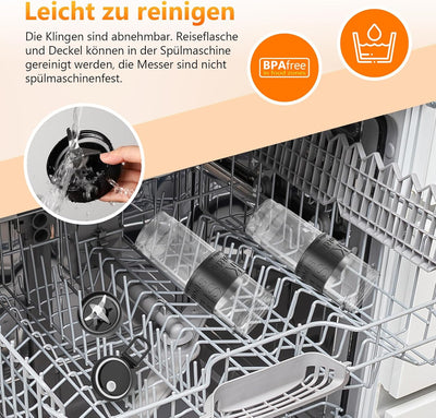 Mixer, Smoothie Maker, Standmixer, 500W Smoothie Mixer mit 2x570ml Smoothie Flaschen BPA frei Tritan