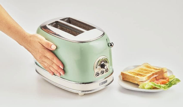 Ariete 155 Vintage Toaster, 2 Scheiben, 810 W, 3 Funktionen, 6 Bräunungsstufen, automatischer Auswur