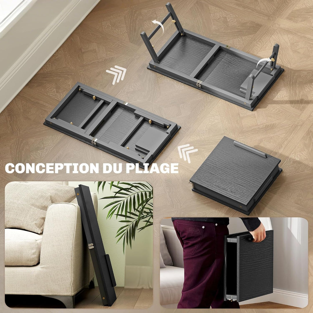 HOMCOM Klappbarer und verstellbarer Betttisch, Laptop-Tisch mit neigbarer Tischplatte, Schublade, Ba
