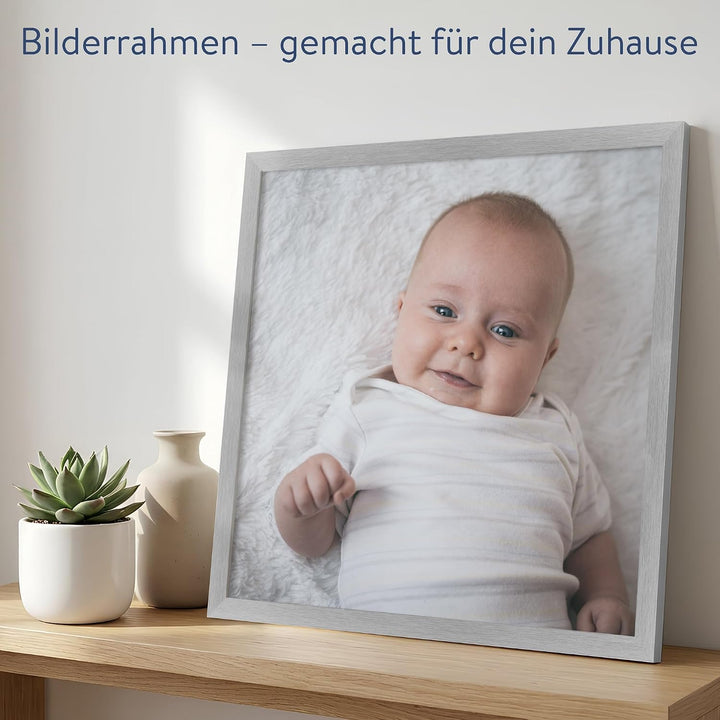 WANDStyle Bilderrahmen Modern 40x40cm I Farbe: Silber I Fotorahmen I klassischer Holzbilderrahmen I