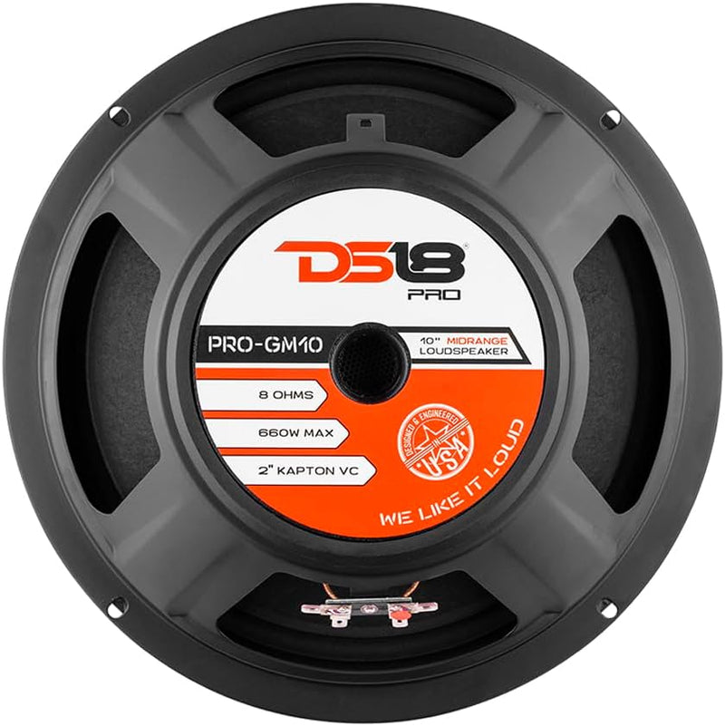 DS18 Car Midrange Speaker 10" Inch 660w Watt 8Ohm Bass Loudspeaker PRO-GM10 10-Inch 8-Ohms Classic N