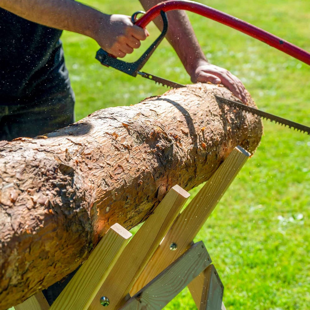 dobar® green label 56080FSCe Sägebock klappbar | Sägehilfe Massivholz | Sägegestell für Kaminholz |