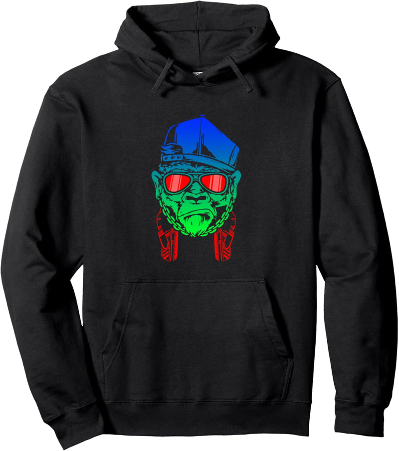 Monkey DJ mit Kopfhörer und Sonnenbrille Geschenkidee Pullover Hoodie